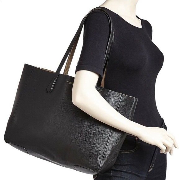 Tory Burch Black/Gold Perry Reversible Tote - Picture 3 of 16